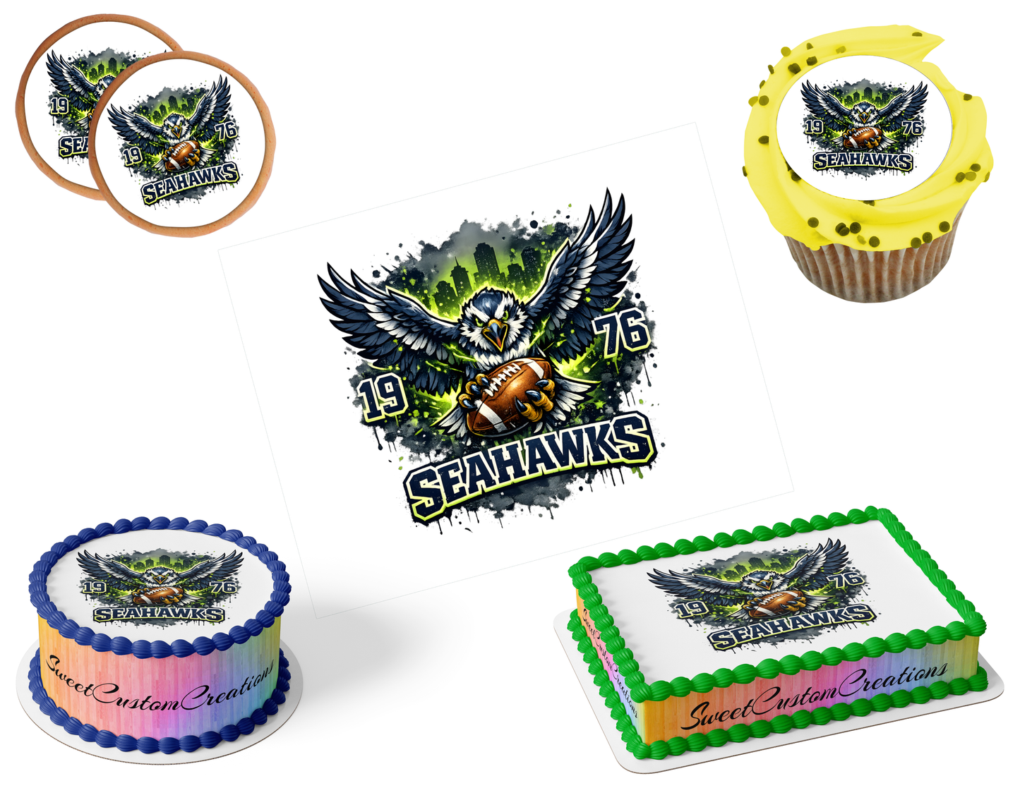 Seattle Seahawks Edible Image Frosting Sheet #49 (80+ sizes)