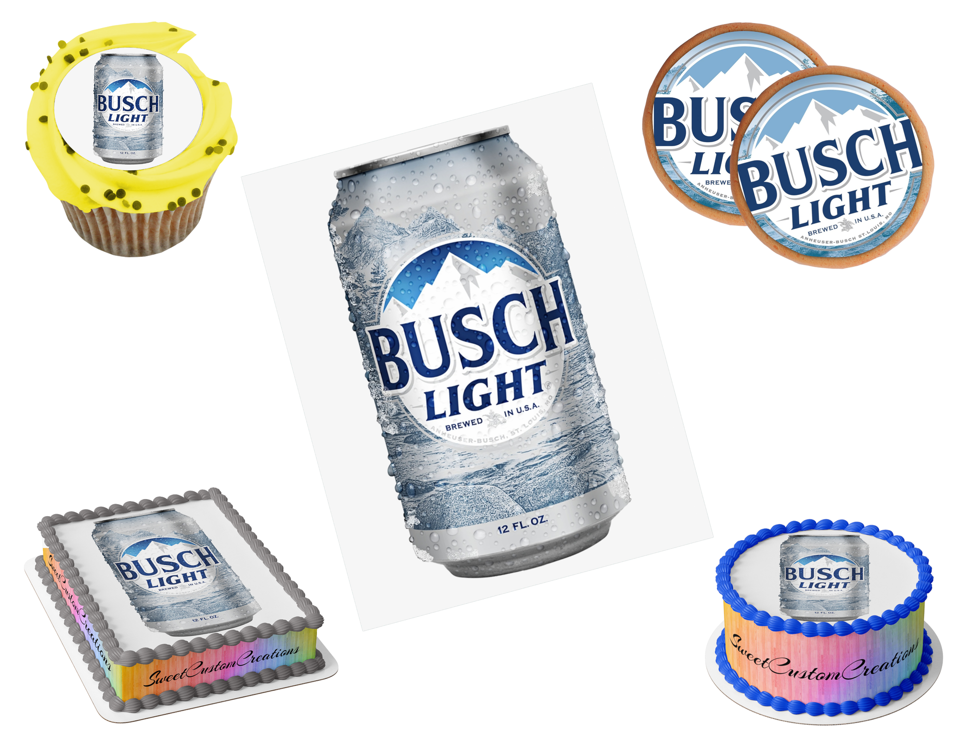 Busch Light Beer Edible Image Frosting Sheet #4 Topper (80+ sizes)