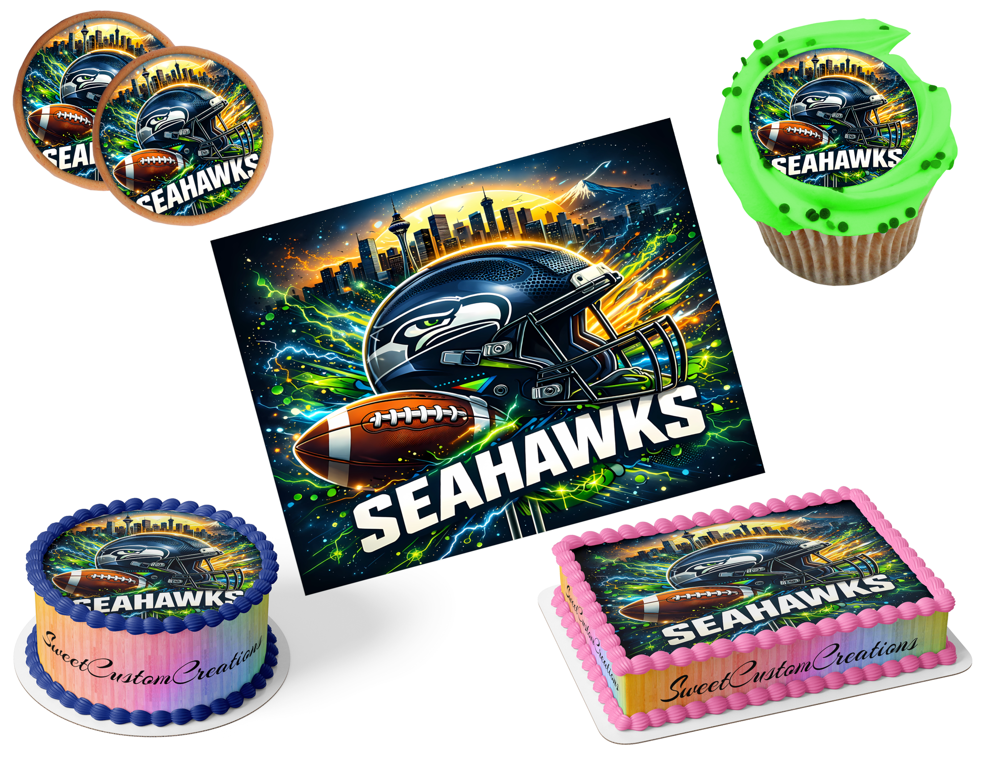 Seattle Seahawks Edible Image Frosting Sheet #50 (80+ sizes)