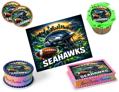 Seattle Seahawks Edible Image Frosting Sheet #50 (80+ sizes)