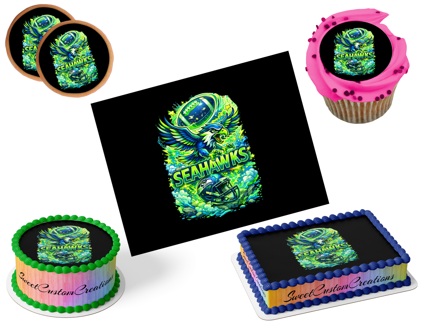 Seattle Seahawks Edible Image Frosting Sheet #54 (80+ sizes)