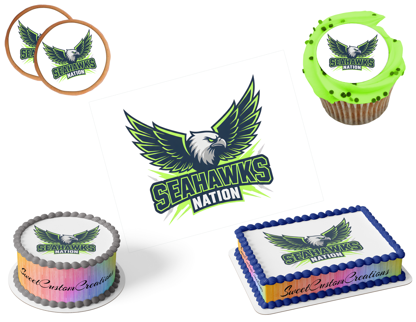 Seattle Seahawks Edible Image Frosting Sheet #57 (80+ sizes)