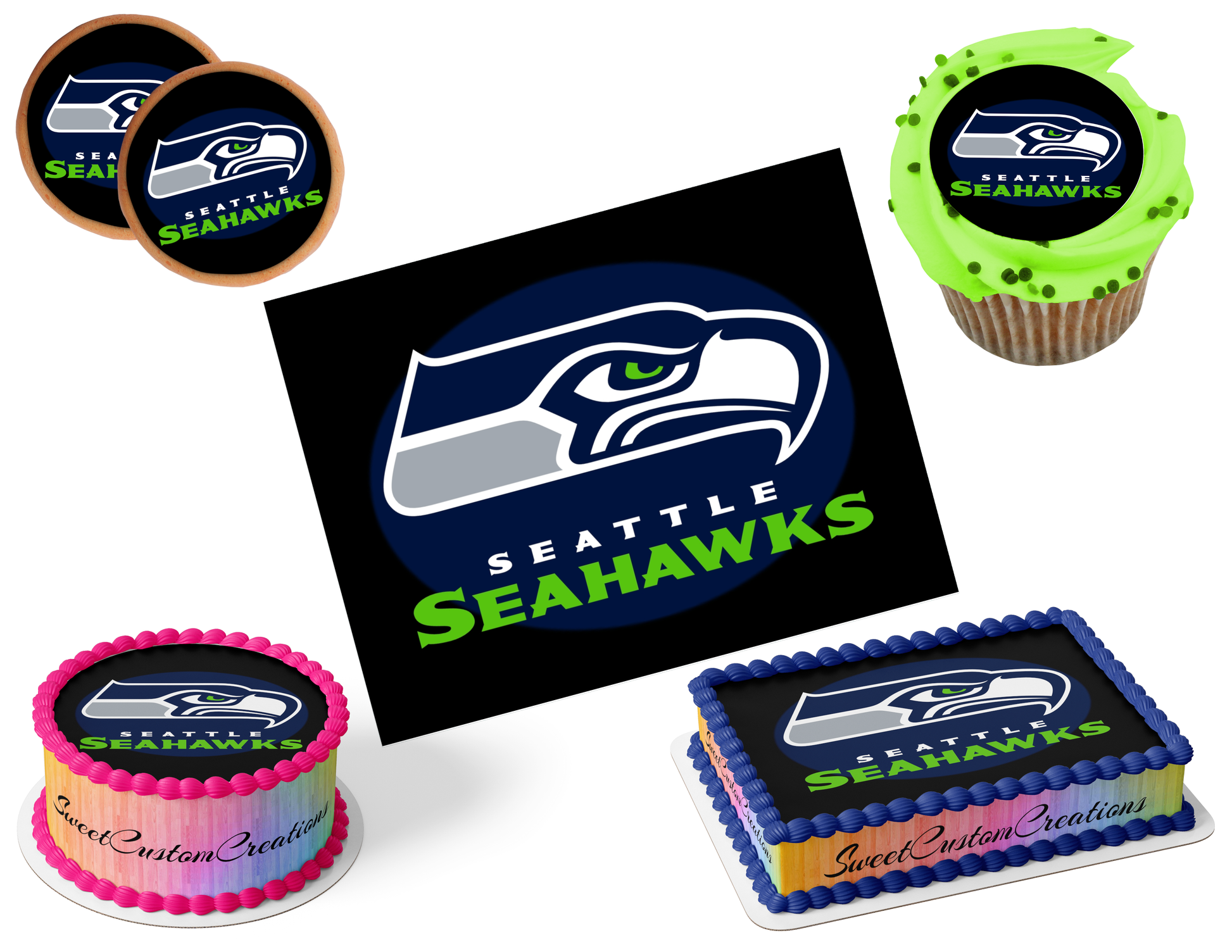Seattle Seahawks Edible Image Frosting Sheet #5 (80+ sizes)