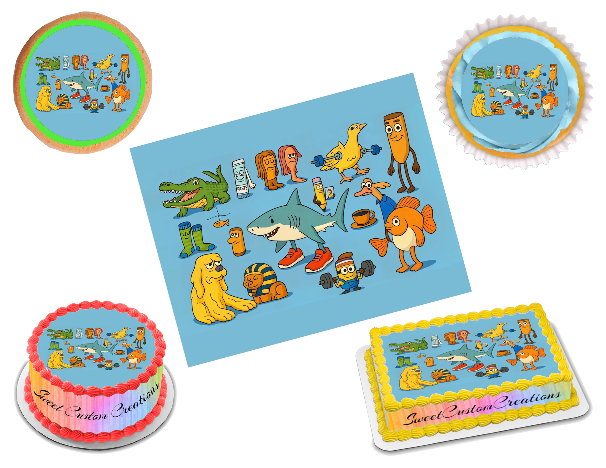 Italian Cartoon Brainrot Edible Image Frosting Sheet #5 (80+ sizes)