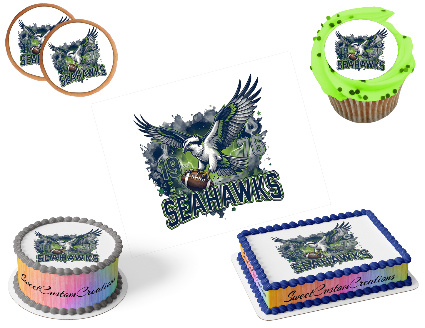 Seattle Seahawks Edible Image Frosting Sheet #61 (80+ sizes)