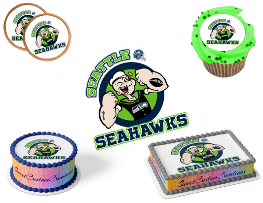 Seattle Seahawks Popeye Edible Image Frosting Sheet #69 (80+ sizes)