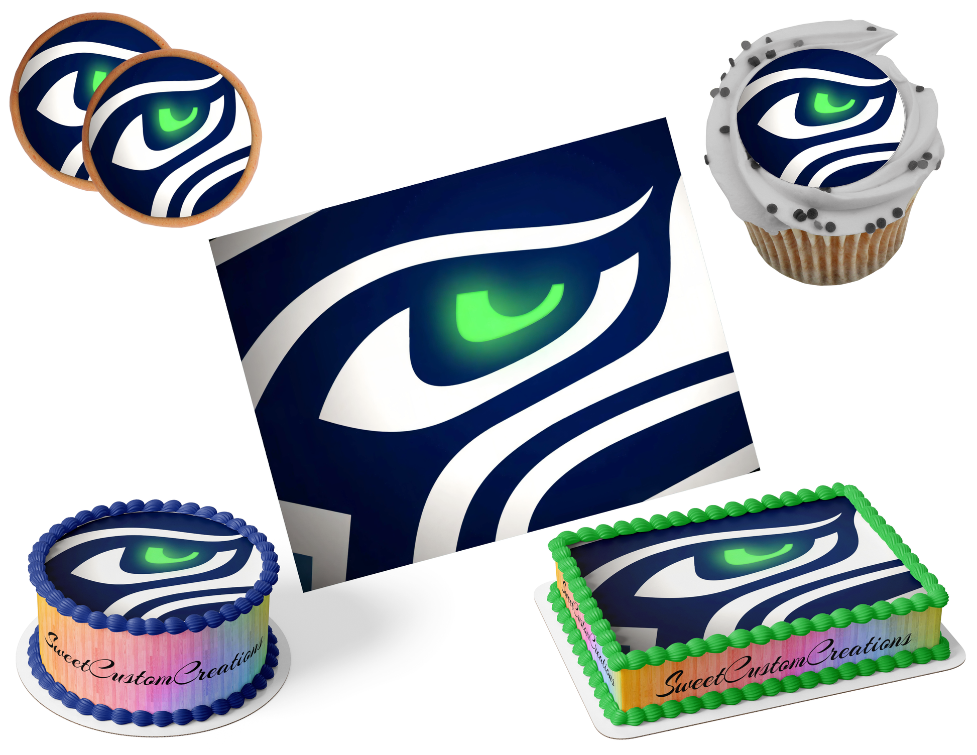 Seattle Seahawks Edible Image Frosting Sheet #6 (80+ sizes)