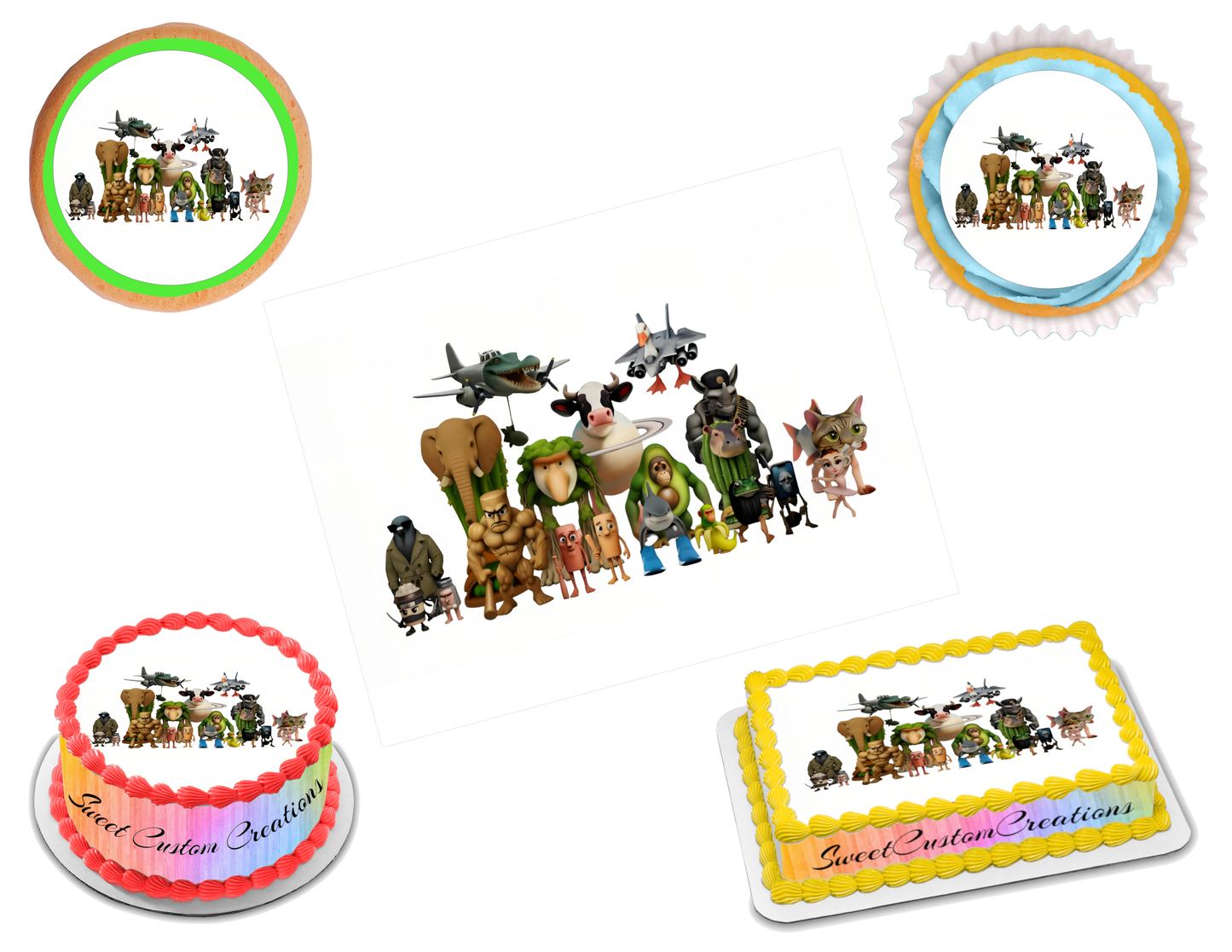 Italian Cartoon Brainrot Edible Image Frosting Sheet #6 (80+ sizes)