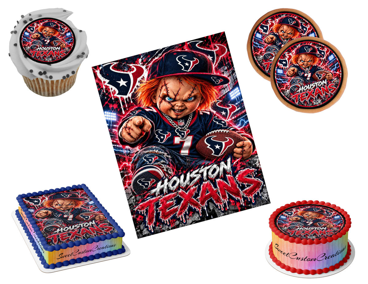 Houston Texans Chucky Edible Image Frosting Sheet #76 (80+ sizes)