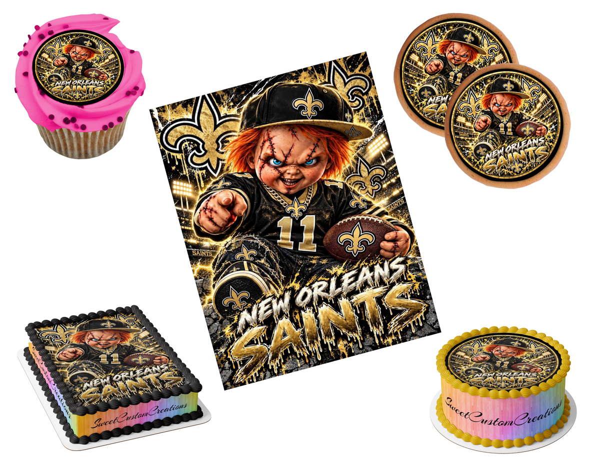 New Orleans Saints Chucky Edible Image Frosting Sheet #76 (80+ sizes)