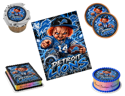 Detroit Lions Chucky Edible Image Frosting Sheet #76 Topper (80+ sizes)