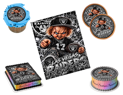 Las Vegas Raiders Chucky Edible Image Frosting Sheet #76 (80+ sizes)