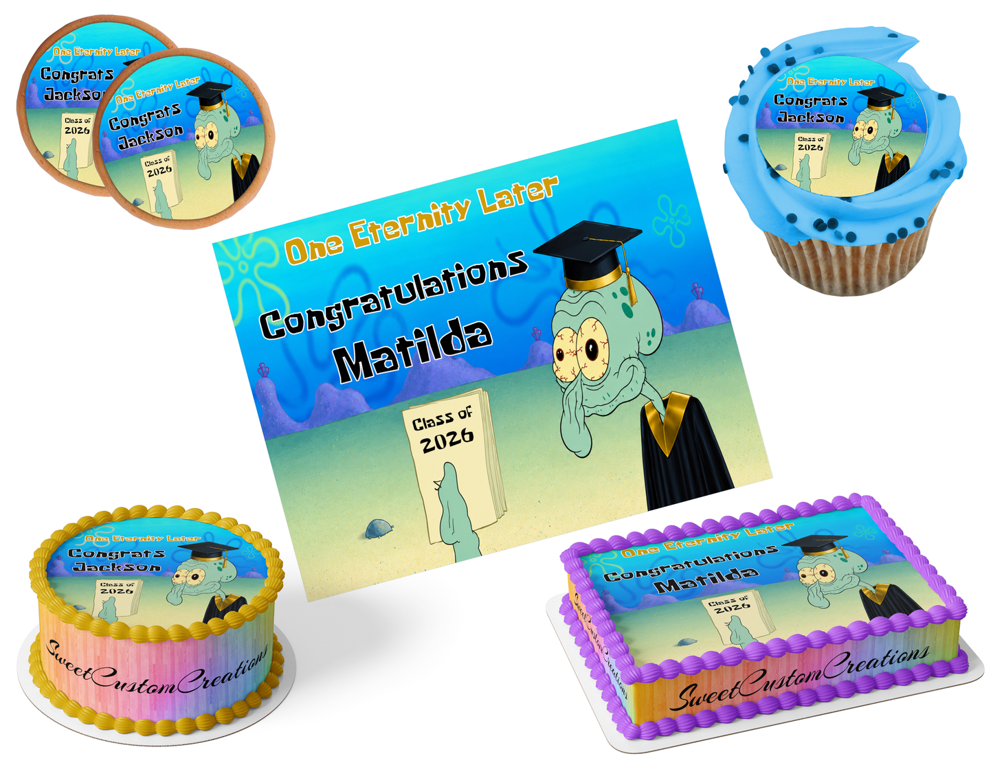 Squidward Graduation Edible Image Frosting Sheet #81 (80+ sizes)