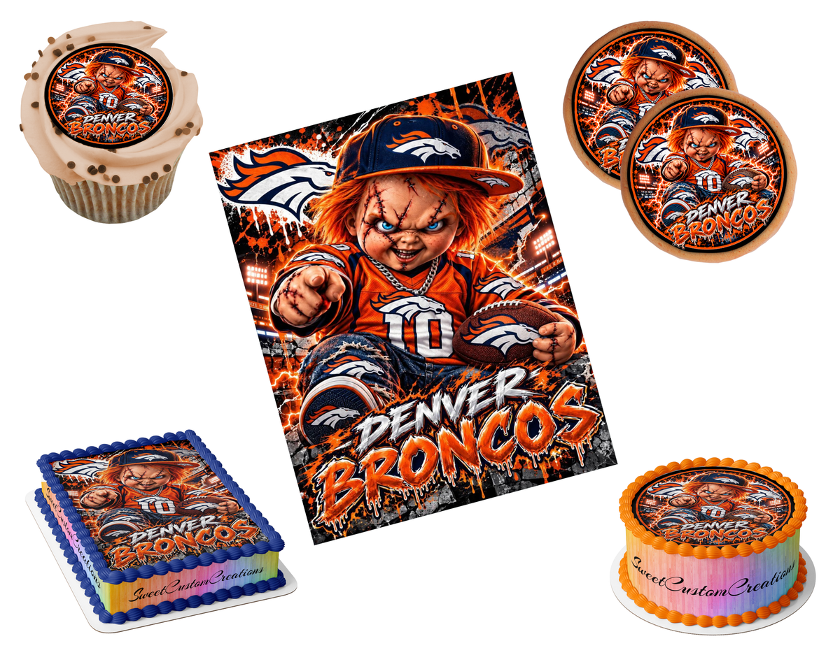 Denver Broncos Chucky Edible Image Frosting Sheet #82 Topper (80+ sizes)