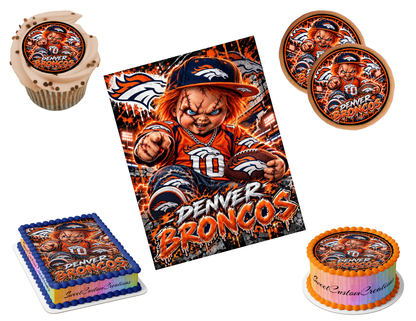 Denver Broncos Chucky Edible Image Frosting Sheet #82 Topper (80+ sizes)