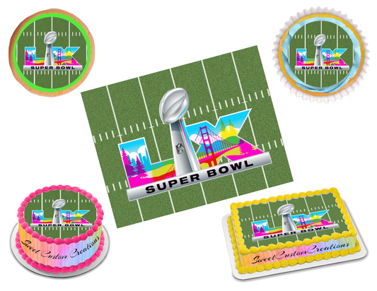 Super Bowl 60 LX 2026 Edible Image Frosting Sheet #8 (80+ sizes)