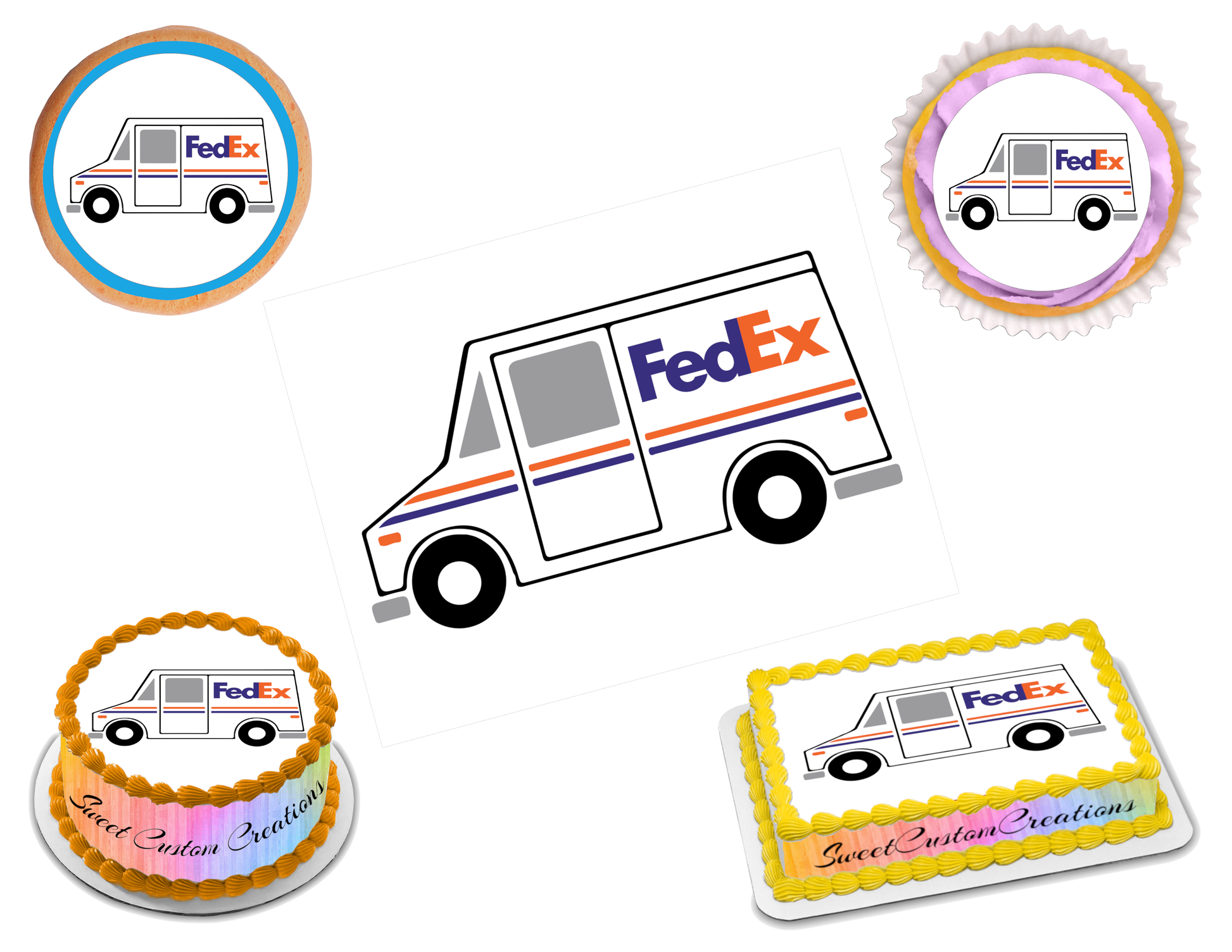 FedEx Truck Edible Image Frosting Sheet #8 (80+ sizes)