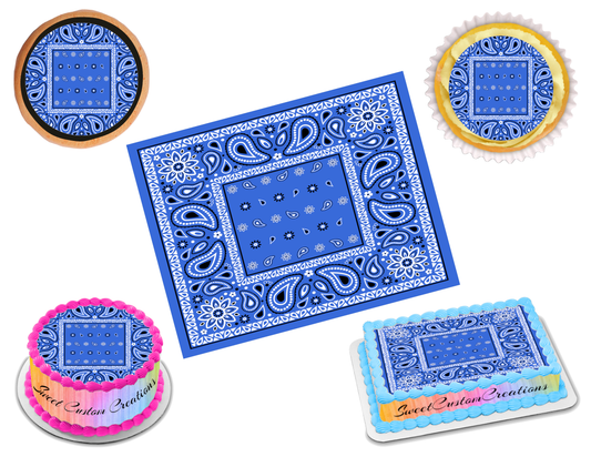 Bandana Blue Edible Image Frosting Sheet #9 Topper (80+ sizes)