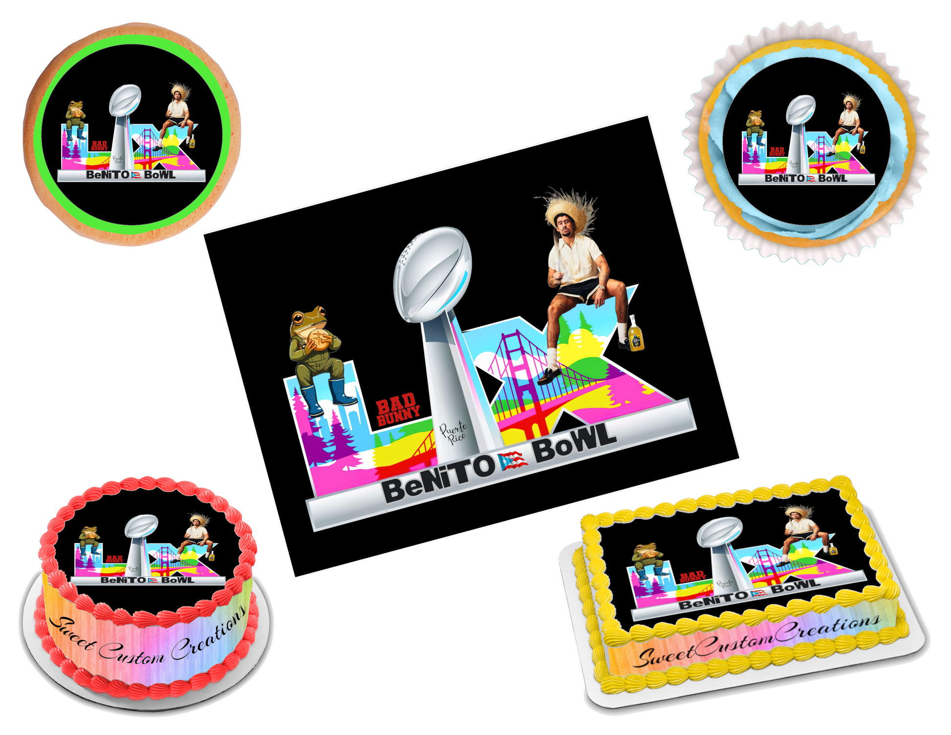 Benito Bowl LX 2026 Edible Image Frosting Sheet #9 (80+ sizes)