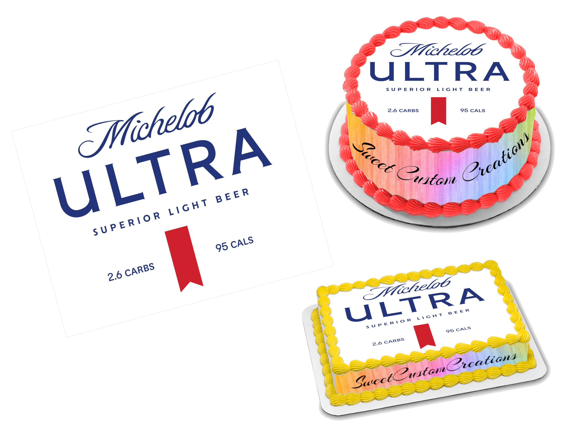 Michelob Ultra Superior Light Edible Image Frosting Sheet #1 (70+ size –  Sweet Custom Creations