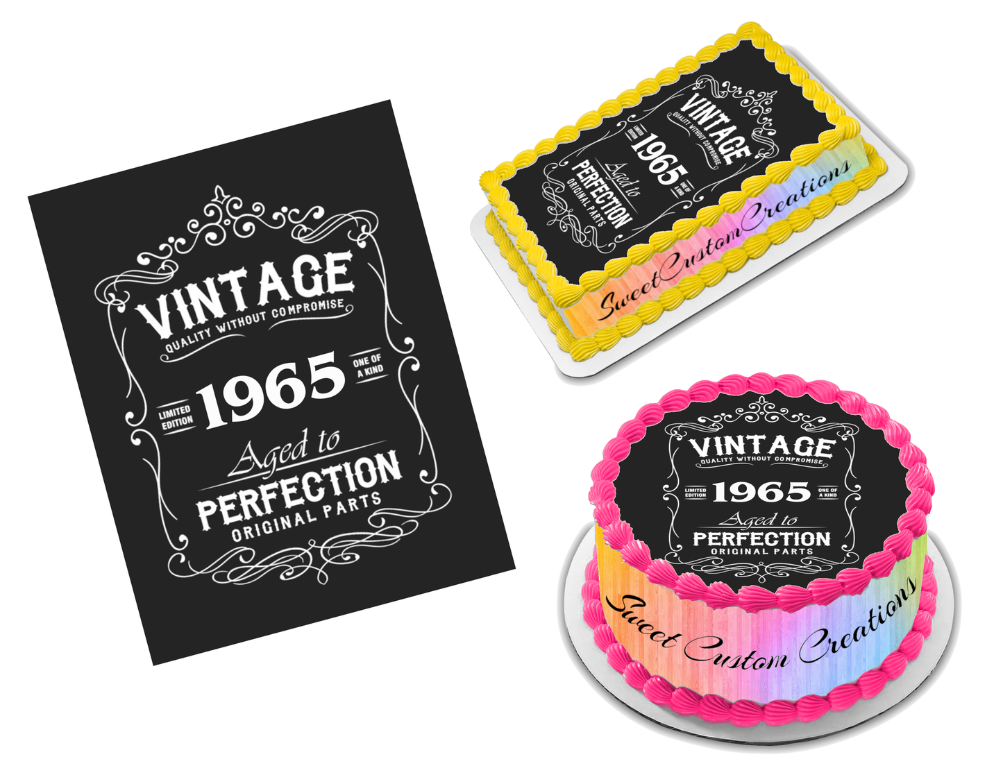 Vintage Birthday Edible Image Frosting Sheet #1 (70+ sizes)