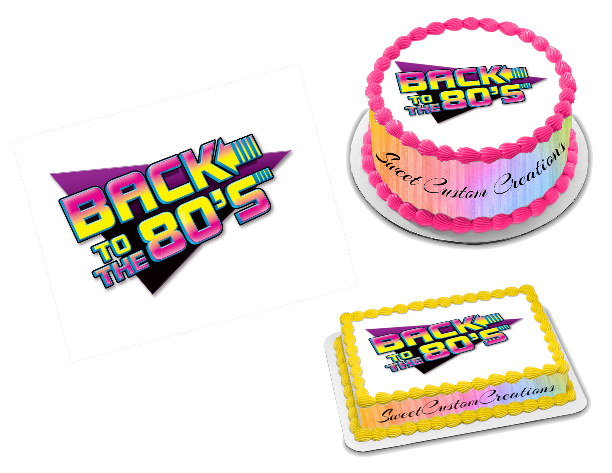 Back to the 90's retro stickers edible cake topper decoration
