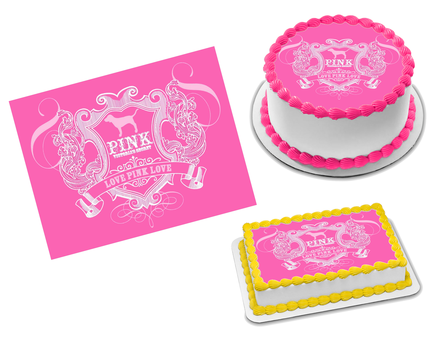 Victoria's Secret Pink Edible Image Frosting Sheet #11 (70+ sizes)