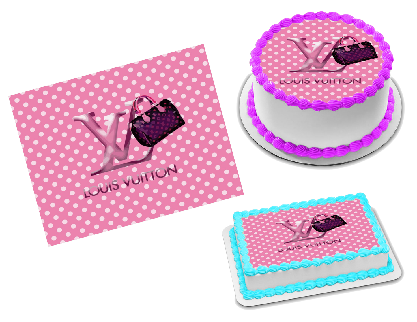 Louis Vuitton Pink Edible Image Frosting Sheet #14 (70+ sizes)