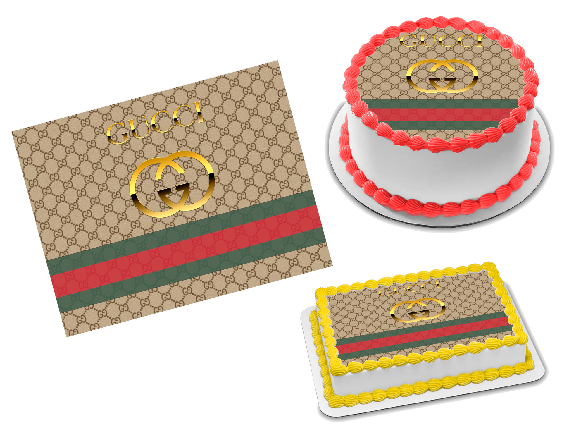 Louis Vuitton Red White Supreme Wrap Edible Image Cake Topper Personalized  Birthday Sheet Decoration Custom Party Frosting Transfer Fondant