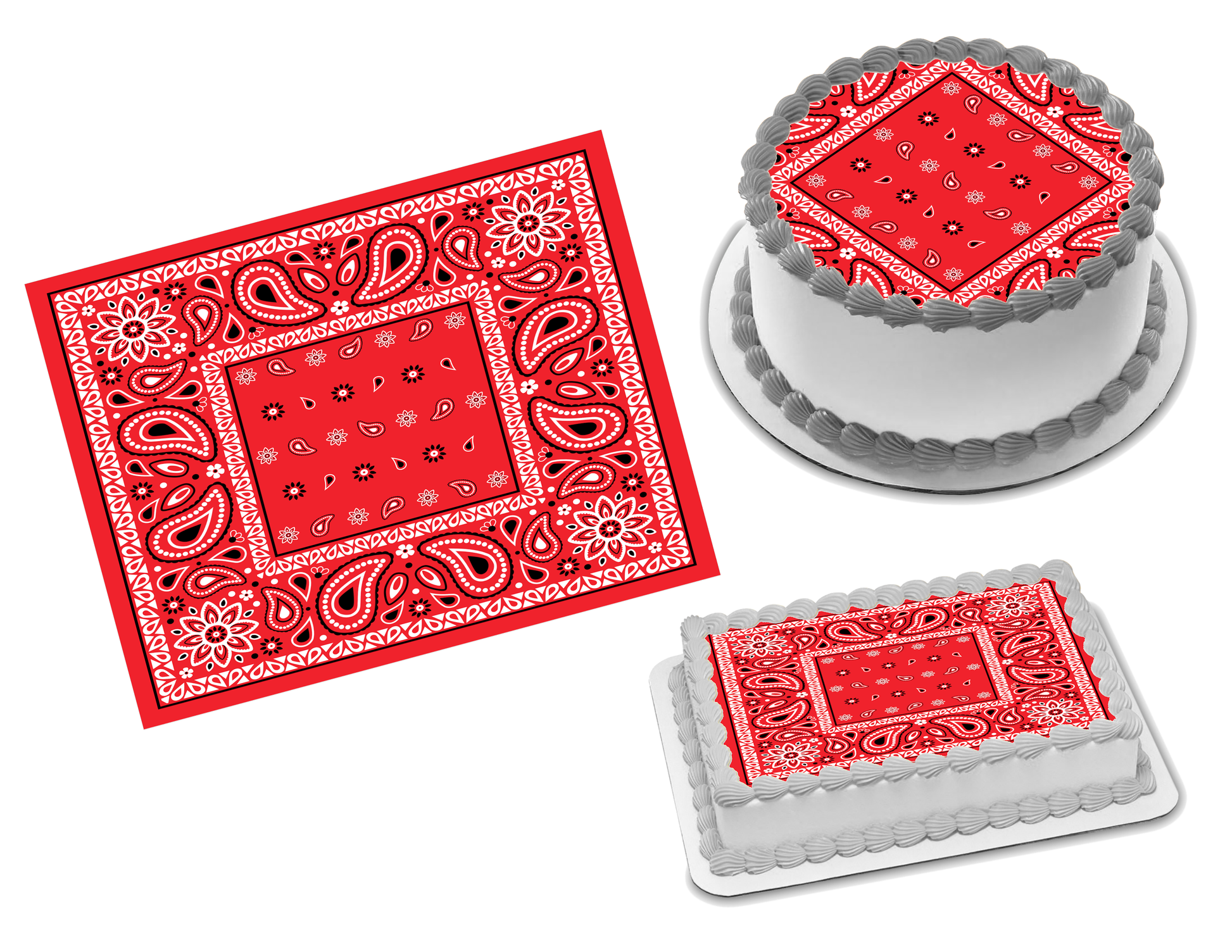 Bandana Red Edible Image Frosting Sheet #2 Topper (70+ sizes