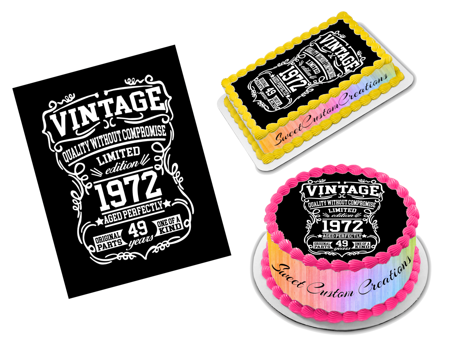Vintage Birthday Edible Image Frosting Sheet #3 (70+ sizes) – Sweet Custom  Creations