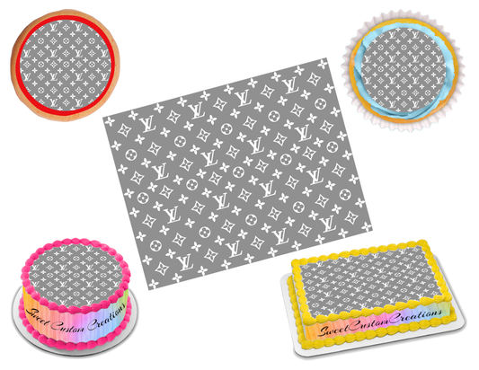 Louis Vuitton Gray White Edible Image Frosting Sheet #31 (70+ sizes)