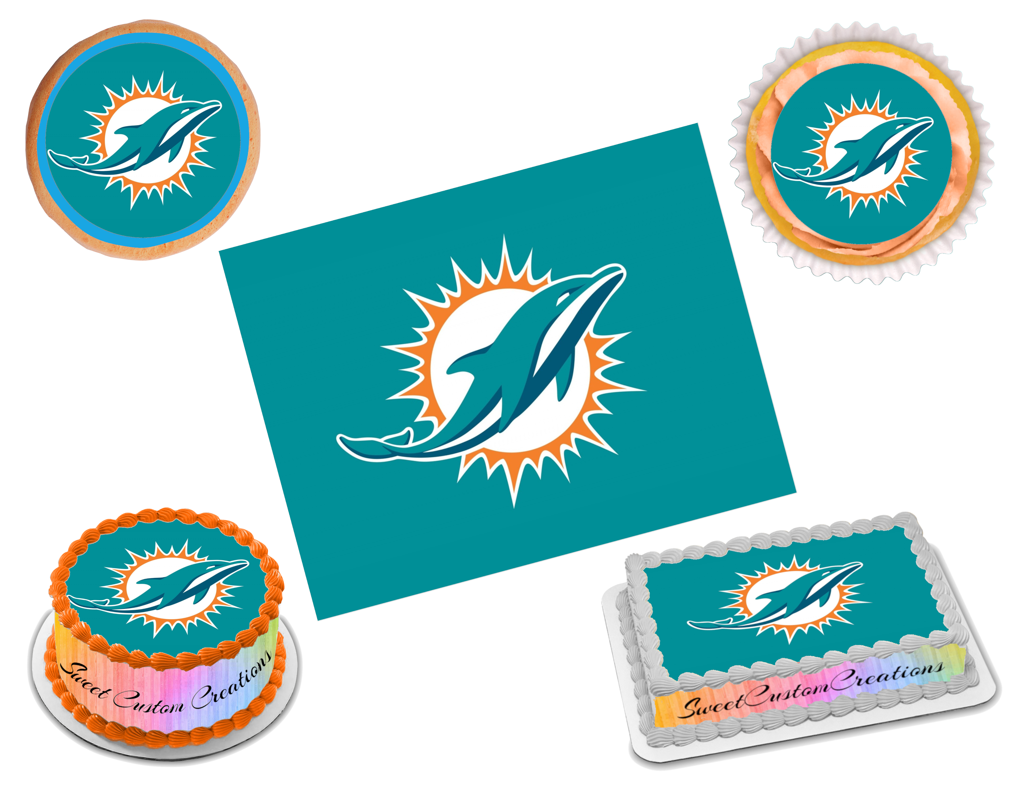 Miami Dolphins Edible Image Frosting Sheet #34 (70+ sizes) – Sweet