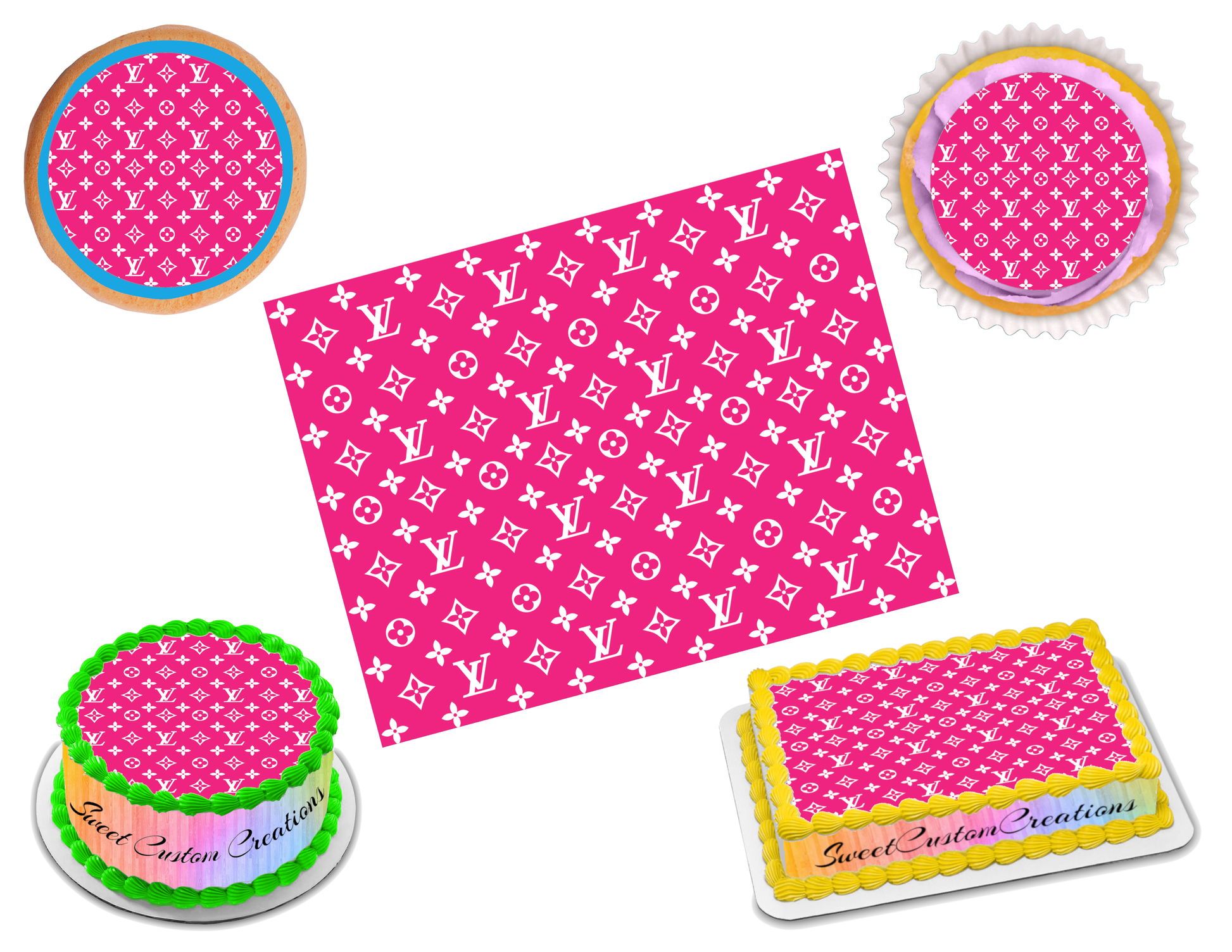 Louis Vuitton Pink Edible Image Frosting Sheet #4 (70+ sizes)