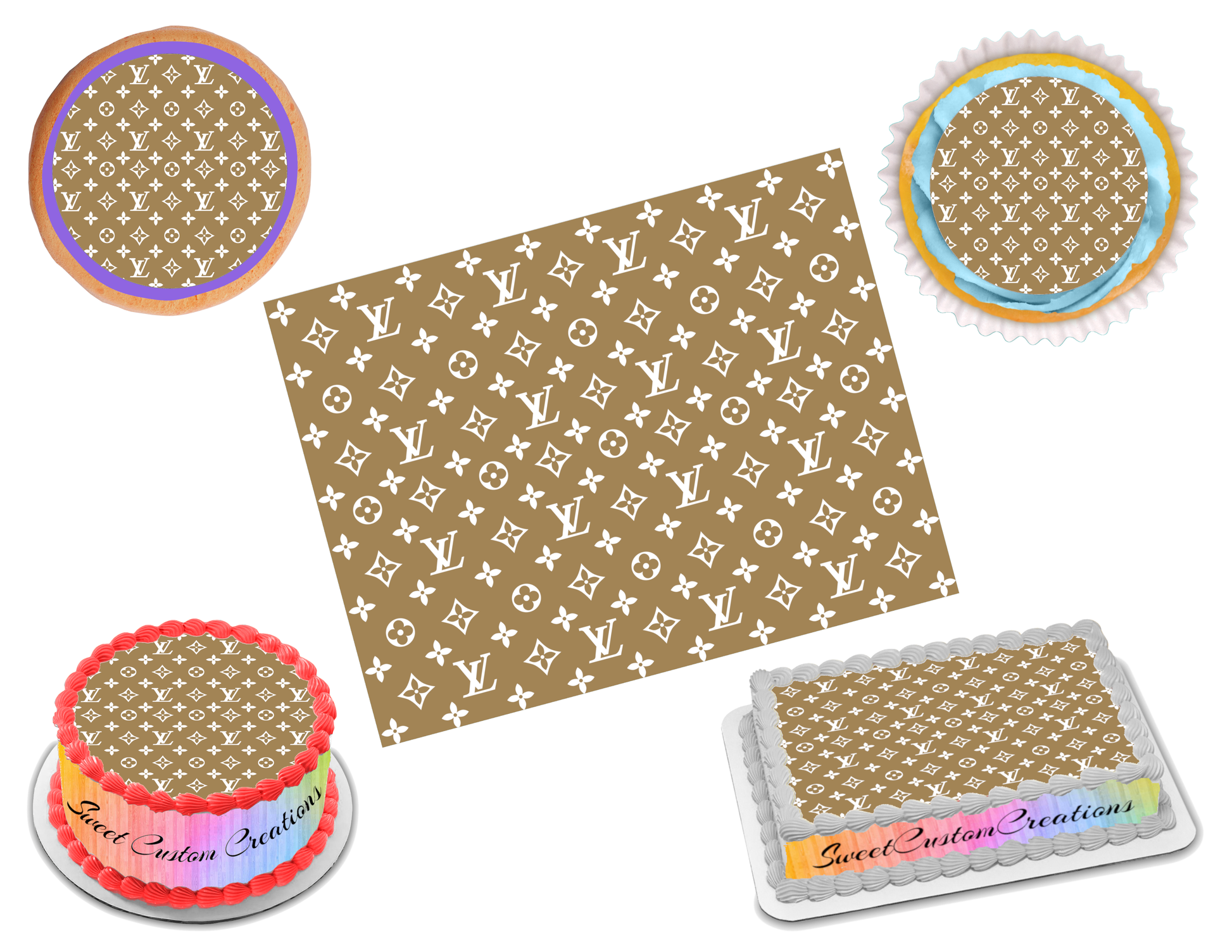 Louis Vuitton Gold White Edible Image Frosting Sheet #37 (70+ sizes) –  Sweet Custom Creations