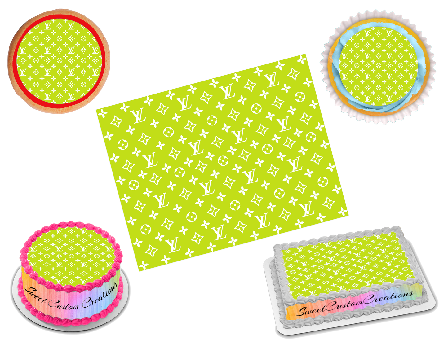 Louis Vuitton Neon Lime Green White Edible Image Frosting Sheet #55 (7 –  Sweet Custom Creations