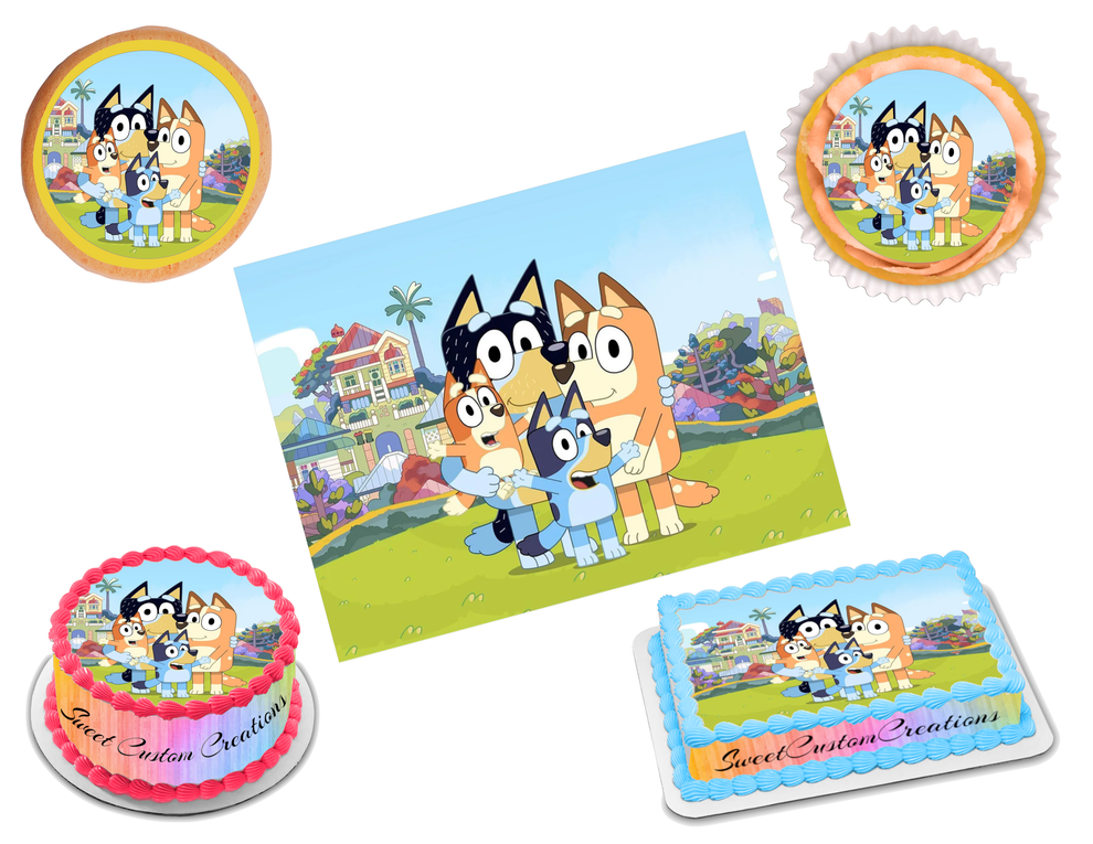 Bluey Edible Image Frosting Sheet 5 Topper (70+ sizes) Sweet Custom