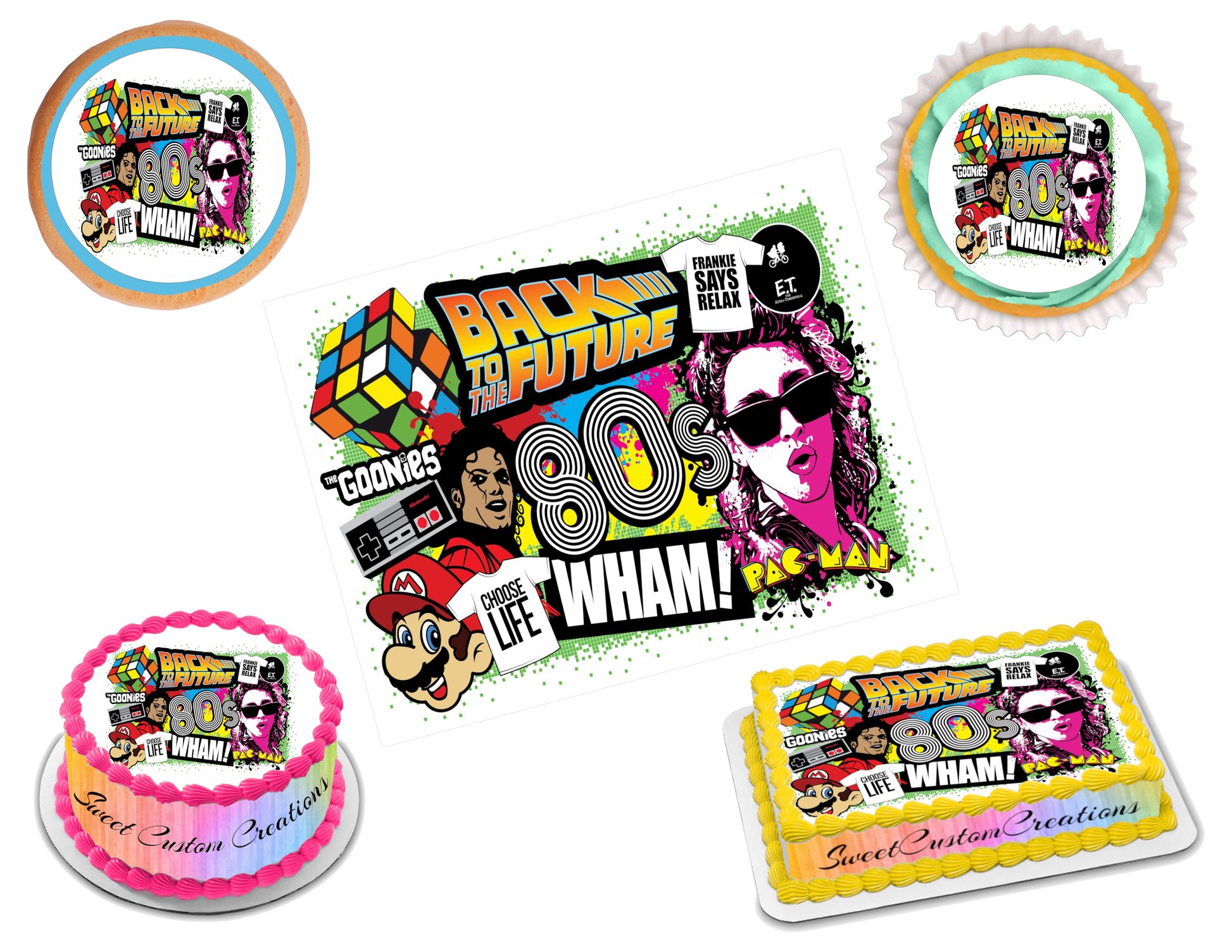 80s Edible Image Frosting Sheet #6 Topper (70+ sizes)