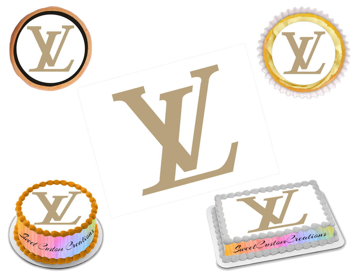 Louis Vuitton Gray Brown OG Fashion Edible Cake Toppers – Cakecery