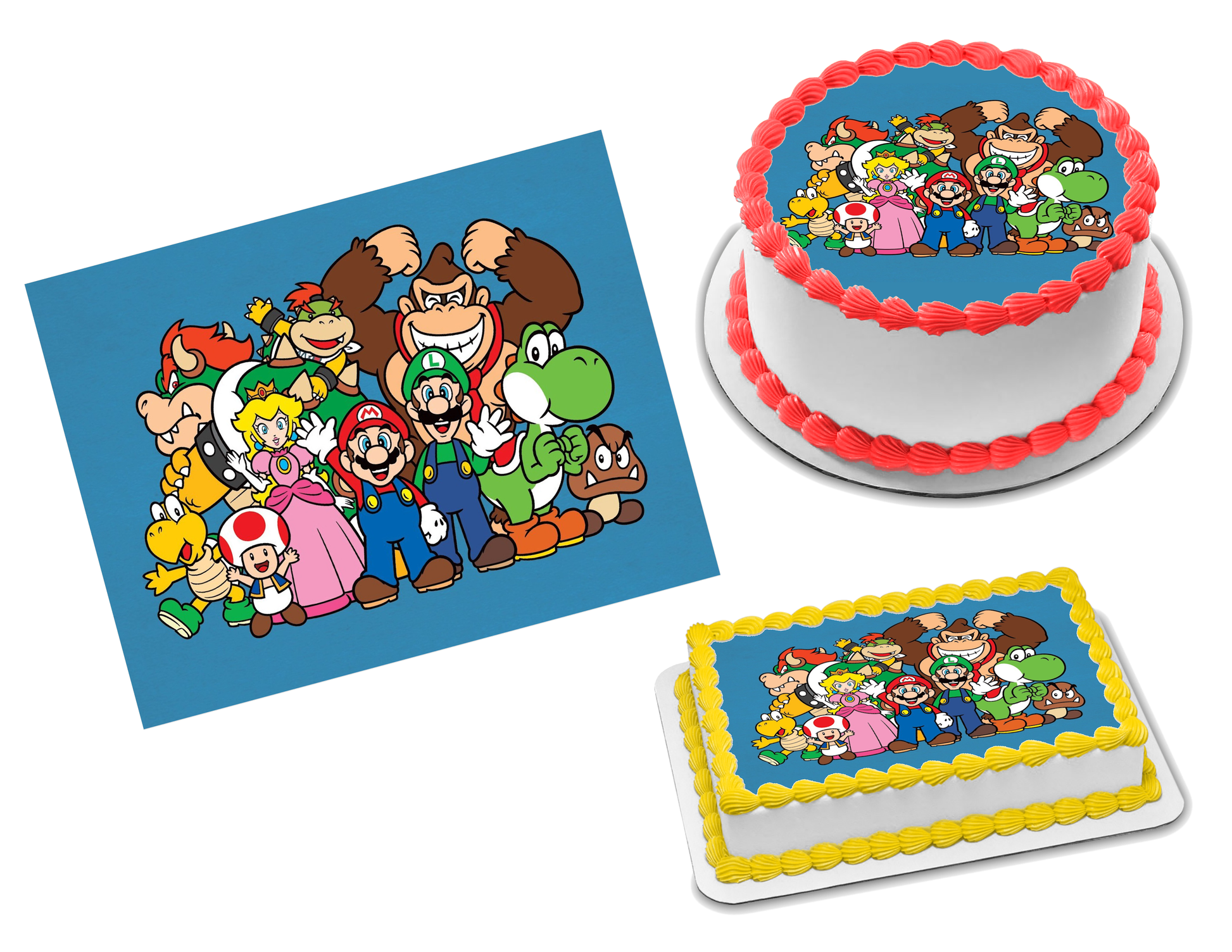 New Super Mario Bros 2 Birthday Cake topper Edible Icing Image paper sheet  easy
