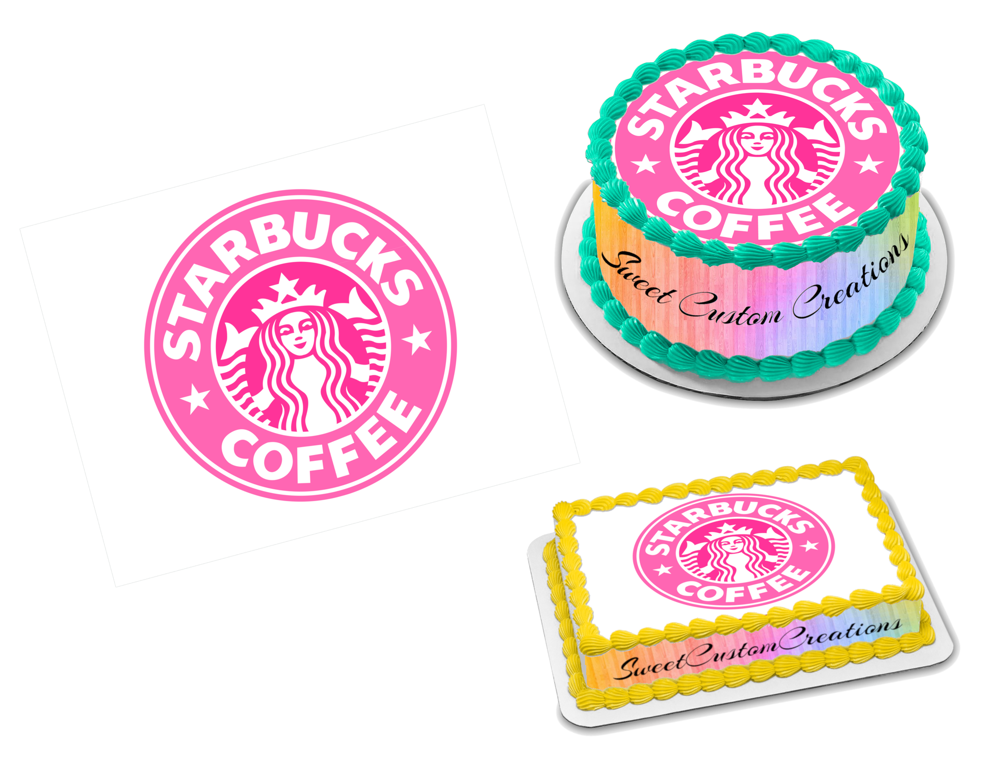 Starbucks Coffee Pink Edible Image Frosting Sheet #7 (70+ sizes) – Sweet  Custom Creations