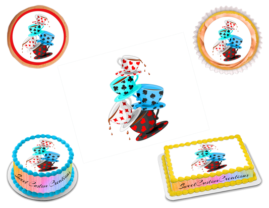 Mad Hatter Teacups Edible Image Frosting Sheet #8 (70+ sizes)