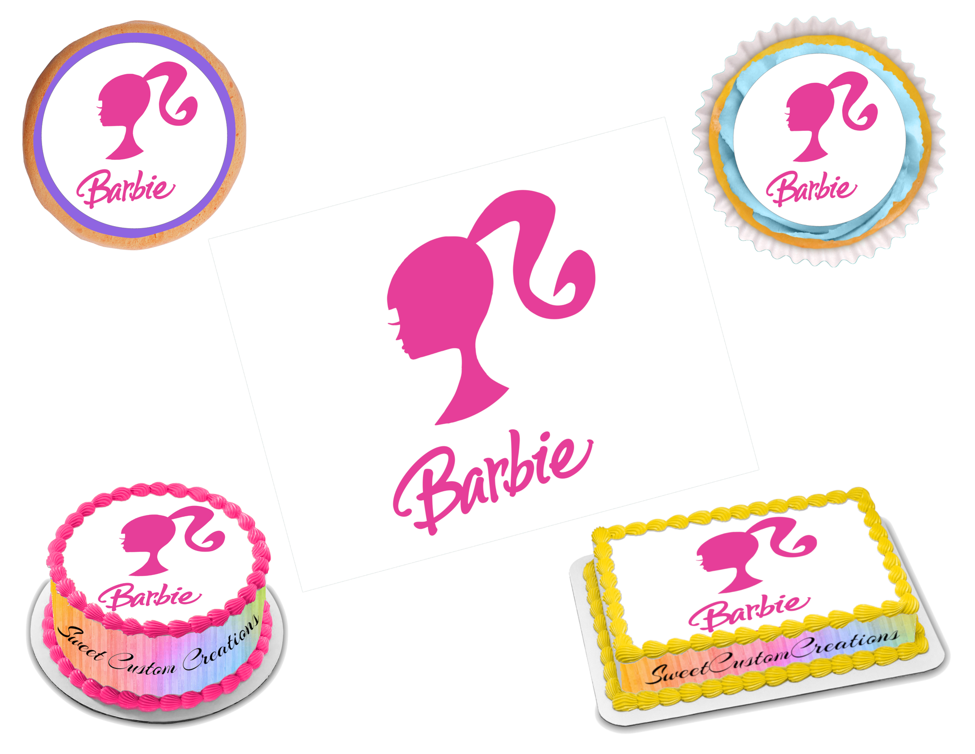 Barbie Silhouette Logo Edible Image Frosting Sheet #95 Topper (70+ sizes)